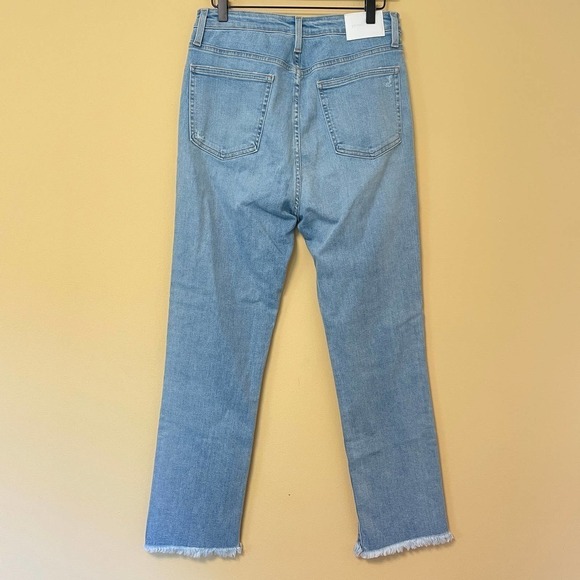 Jonathan Simkhai Standard River High Rise Fray Hem Jeans 31 12 Straight Light - Picture 7 of 10